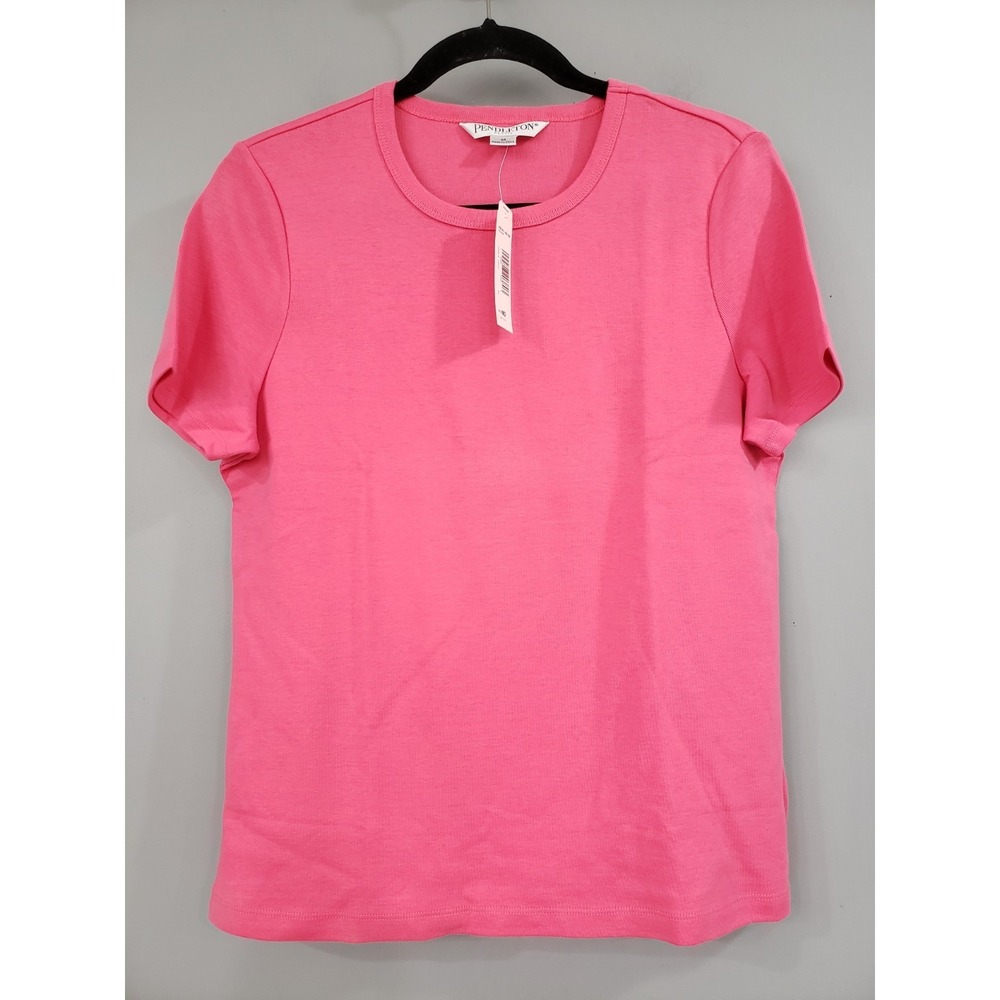 NEW MEDIUM PETITE Pendleton Womens 100% COTTON Short Sleeve Tshirt Classic SOLID